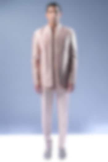 Pink Blush Silk Open Groom Bandhgala Set by Rohit Gandhi & Rahul Khanna Men at Pernia's Pop Up Shop
