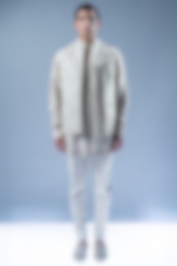 Blush Gold Viscose Dupion Open Jacket Set by Rohit Gandhi & Rahul Khanna Men at Pernia's Pop Up Shop