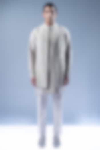 Ivory Viscose Dupion Open Jacket Set by Rohit Gandhi & Rahul Khanna Men at Pernia's Pop Up Shop