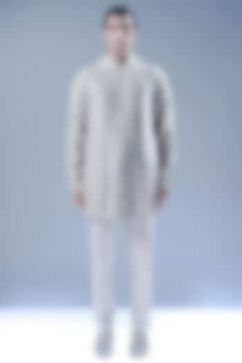 Cream Beige Viscose Dupion 3D Embroidered Kurta Set by Rohit Gandhi & Rahul Khanna Men at Pernia's Pop Up Shop