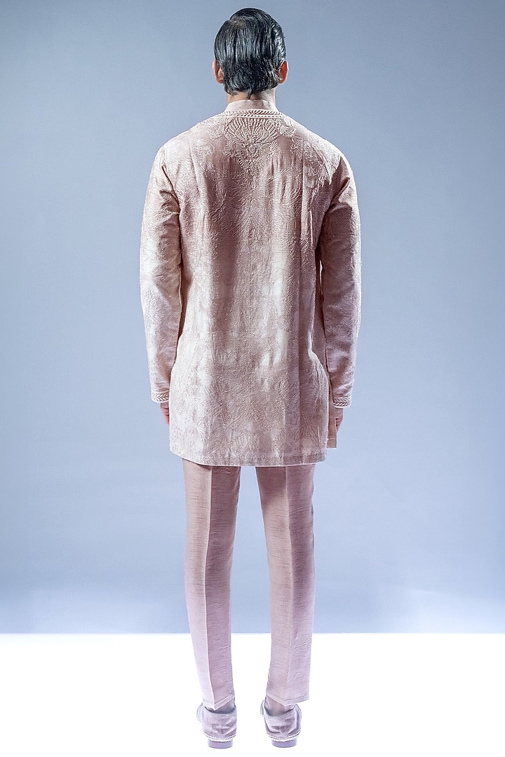 Champagne Beige Viscose Dupion Thread Embroidered Kurta Set by Rohit Gandhi & Rahul Khanna Men at Pernia's Pop Up Shop