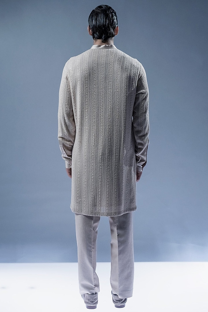 Sandstone Chikankari Embroidered Straight Kurta Set by Rohit Gandhi & Rahul Khanna Men at Pernia's Pop Up Shop