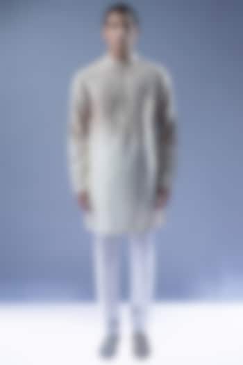 Mist Ombre Viscose Dupion Embroidered Kurta Set by Rohit Gandhi & Rahul Khanna Men at Pernia's Pop Up Shop