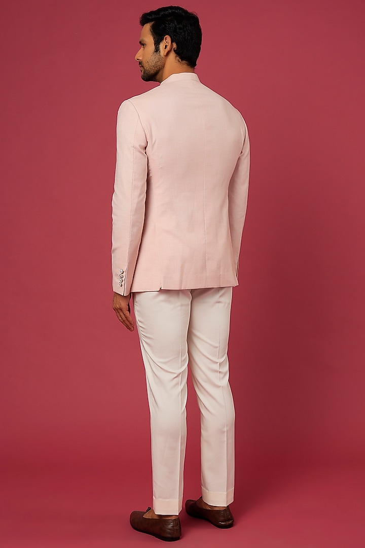 Baby Pink Embroidered Wedding Bandhgala Jacket by Rohit Gandhi & Rahul Khanna Men at Pernia's Pop Up Shop