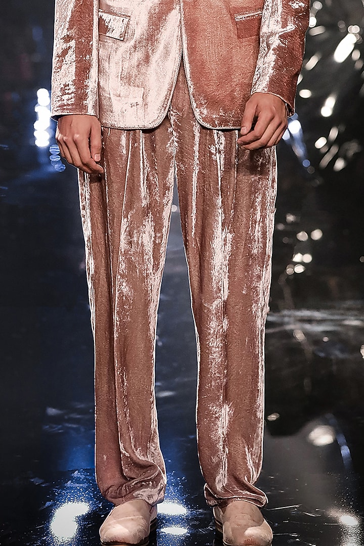 Gold Stone Silk Velvet Metallic Bead Embroidered Tuxedo Set by Rohit Gandhi & Rahul Khanna Men at Pernia's Pop Up Shop