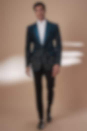 Galaxy Blue Wool Tuxedo Jacket by Rohit Gandhi & Rahul Khanna Men at Pernia's Pop Up Shop