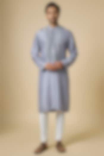 Blue Silk Kurta Set by Rohit Gandhi & Rahul Khanna Men at Pernia's Pop Up Shop