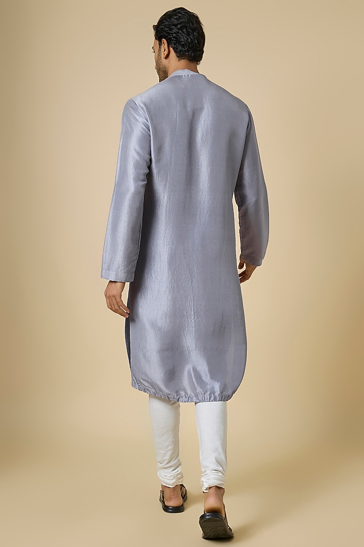 Blue Silk Kurta Set by Rohit Gandhi & Rahul Khanna Men at Pernia's Pop Up Shop