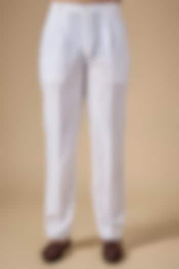White Cotton Pants by Rohit Gandhi & Rahul Khanna Men at Pernia's Pop Up Shop