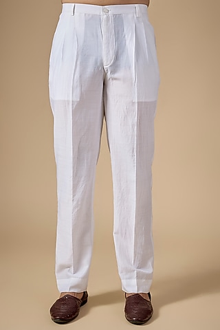 White Cotton Pants by Rohit Gandhi & Rahul Khanna Men