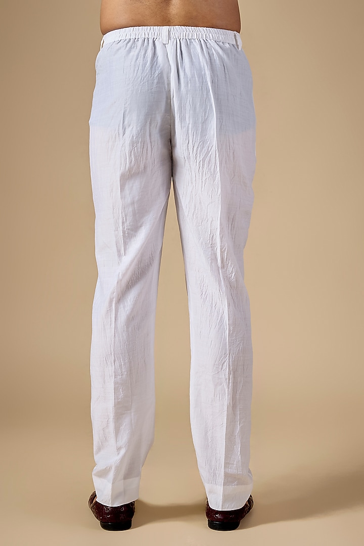 White Cotton Pants by Rohit Gandhi & Rahul Khanna Men at Pernia's Pop Up Shop