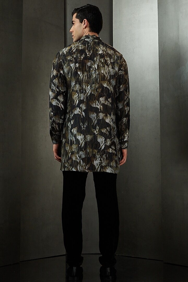 Green Viscose Dupion Printed Kurta by Rohit Gandhi & Rahul Khanna Men at Pernia's Pop Up Shop