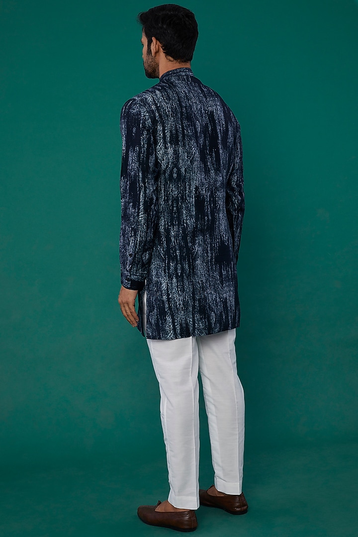 Blue Cotton Printed Kurta by Rohit Gandhi & Rahul Khanna Men at Pernia's Pop Up Shop