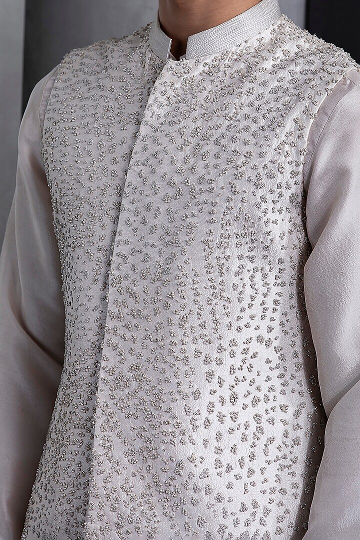 Ivory Cotton Nehru Jacket Set by Rohit Gandhi & Rahul Khanna Men at Pernia's Pop Up Shop