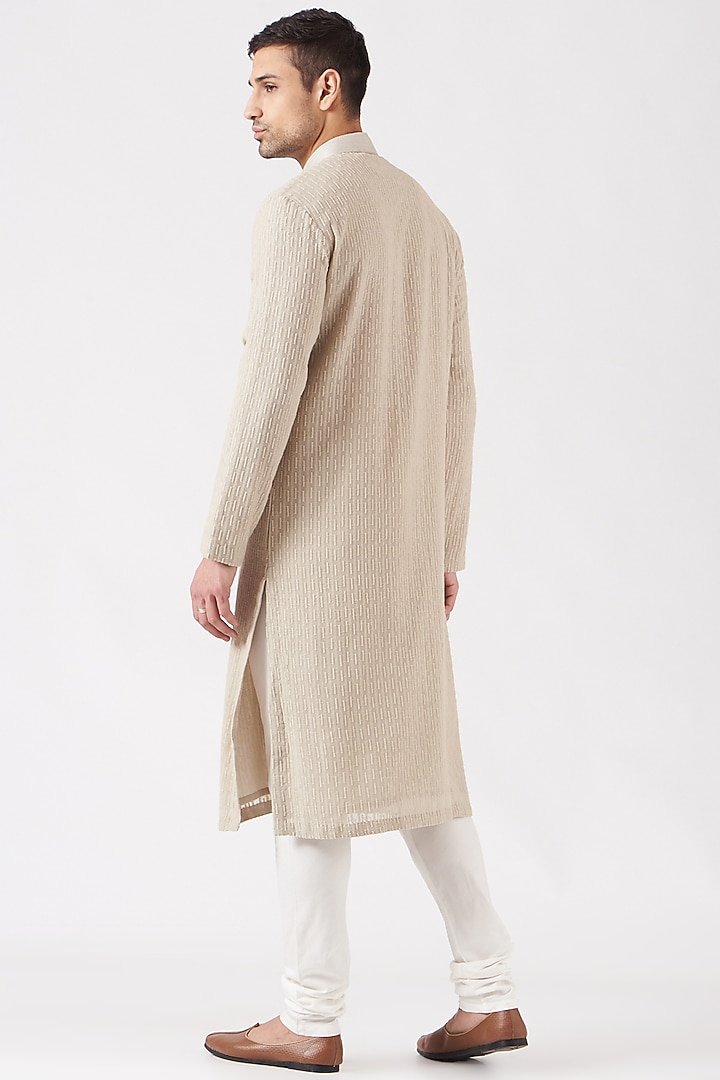 Beige Embroidered Kurta Set by Rohit Gandhi & Rahul Khanna Men at Pernia's Pop Up Shop