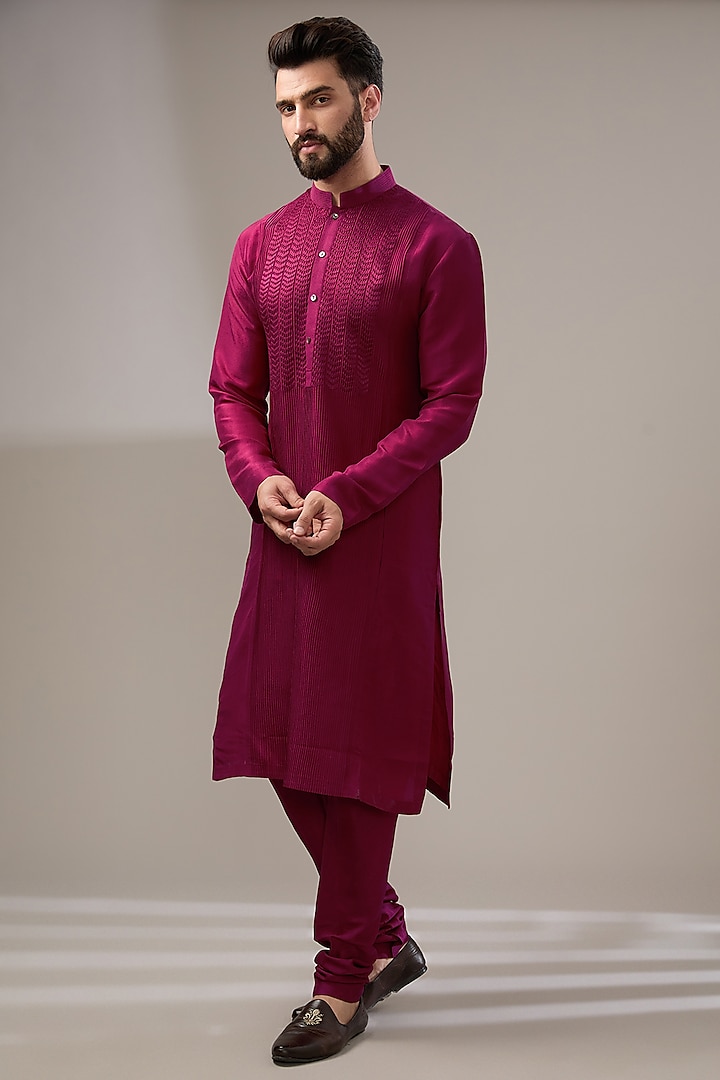 Purple Silk Kurta Set by Rohit Gandhi & Rahul Khanna Men