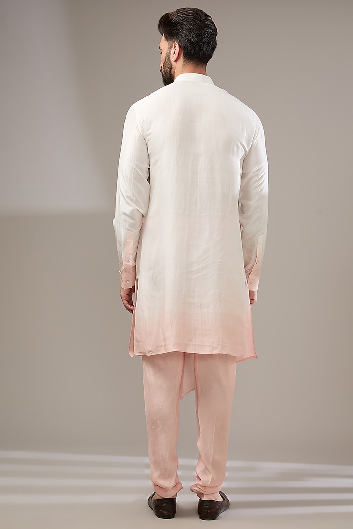 Cloud Pink Silk Embroidered Bundi Jacket Set by Rohit Gandhi & Rahul Khanna Men at Pernia's Pop Up Shop
