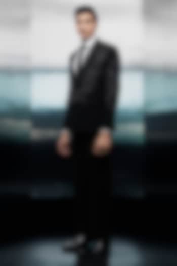 Black Crepe Embroidered Tuxedo Set by Rohit Gandhi & Rahul Khanna Men at Pernia's Pop Up Shop