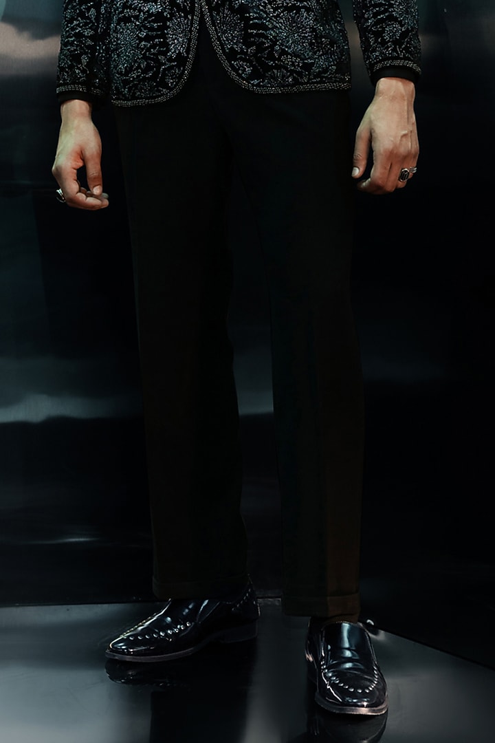 Black Silk Velvet Tuxedo Set by Rohit Gandhi & Rahul Khanna Men at Pernia's Pop Up Shop