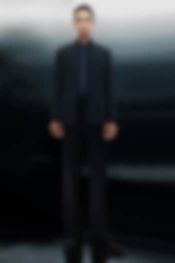 Navy Dupion Groom Bandhgala Set by Rohit Gandhi & Rahul Khanna Men at Pernia's Pop Up Shop