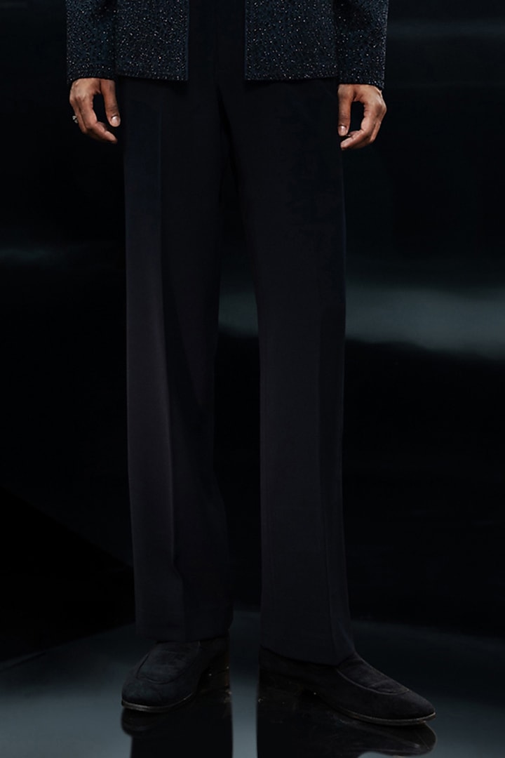 Navy Dupion Groom Bandhgala Set by Rohit Gandhi & Rahul Khanna Men at Pernia's Pop Up Shop
