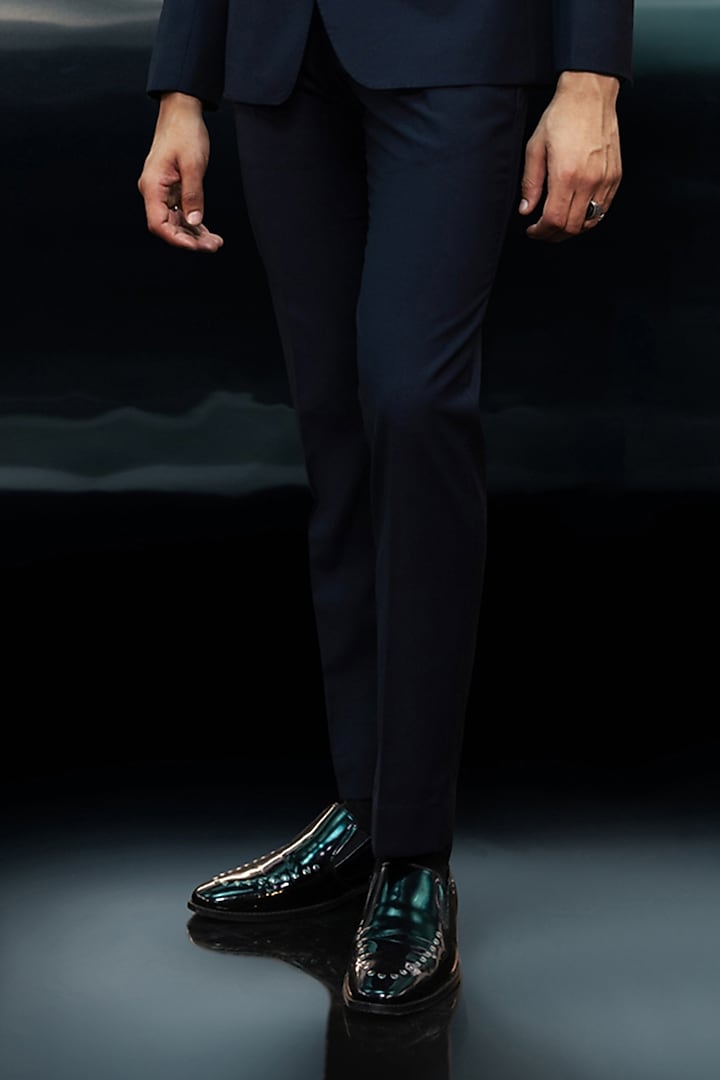 Navy Crepe Tuxedo Set by Rohit Gandhi & Rahul Khanna Men at Pernia's Pop Up Shop