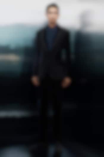 Black Velvet Bead Embellished Tuxedo Set by Rohit Gandhi & Rahul Khanna Men at Pernia's Pop Up Shop