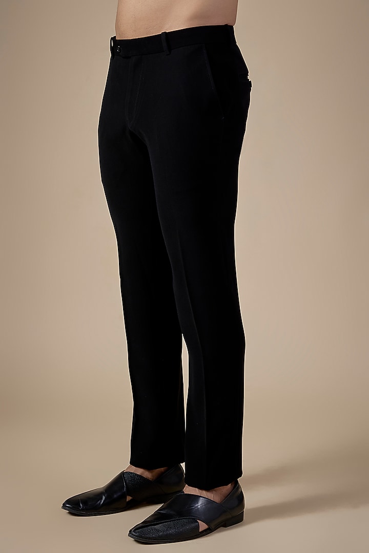 Black Cotton Rayon Pants by Rohit Gandhi & Rahul Khanna Men at Pernia's Pop Up Shop