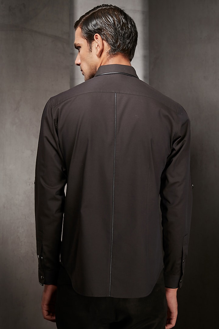 Olive Black Embroidered Wedding Shirt by Rohit Gandhi & Rahul Khanna Men at Pernia's Pop Up Shop