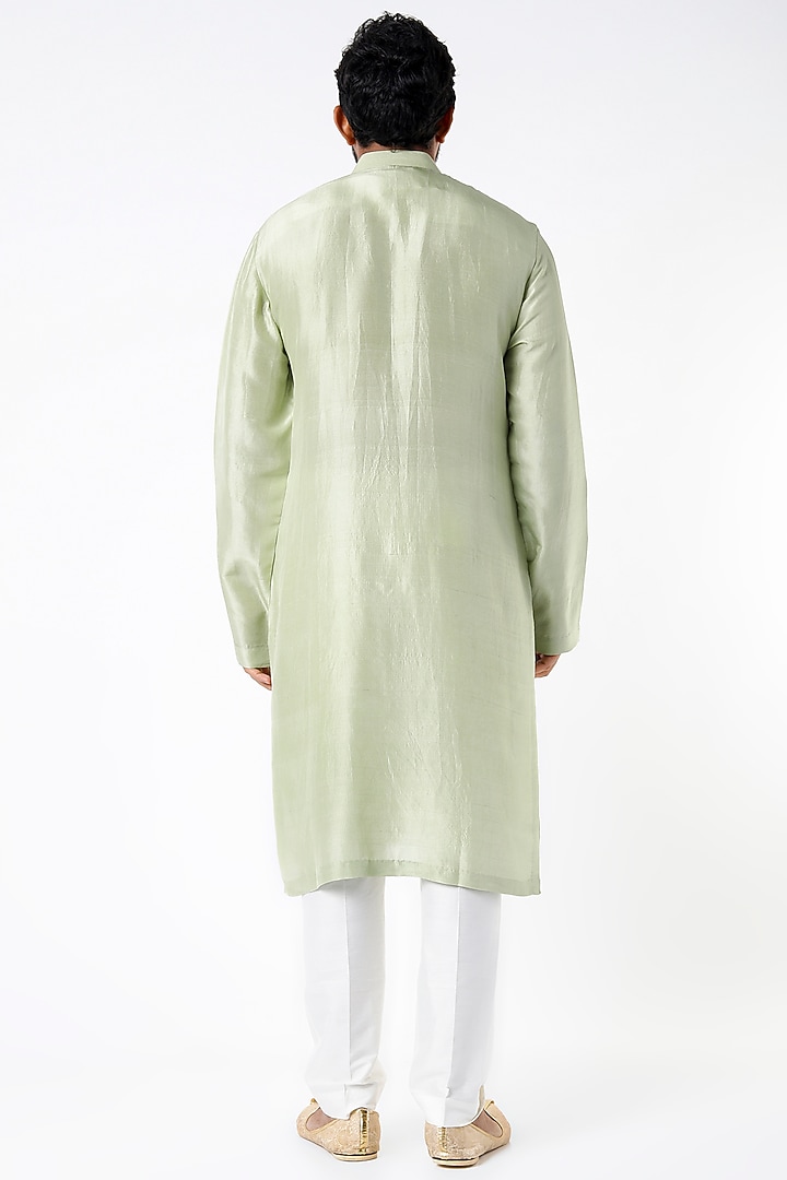Mint Green Embroidered Kurta by Rohit Gandhi & Rahul Khanna Men at Pernia's Pop Up Shop