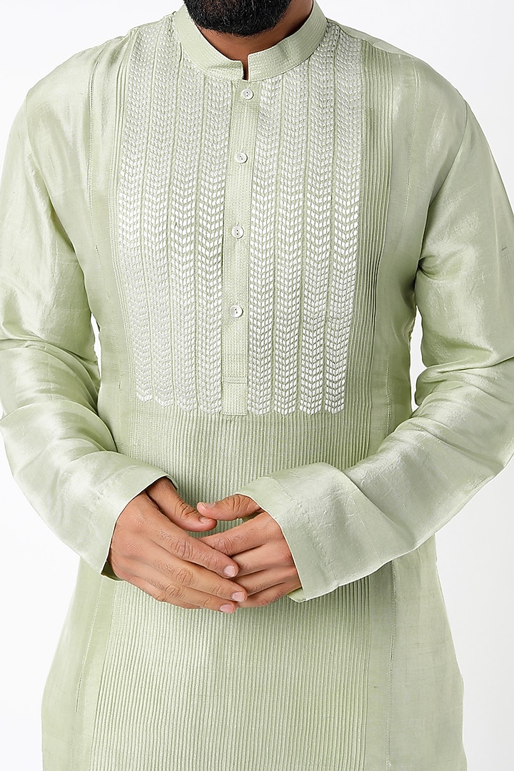 Mint Green Embroidered Kurta by Rohit Gandhi & Rahul Khanna Men at Pernia's Pop Up Shop