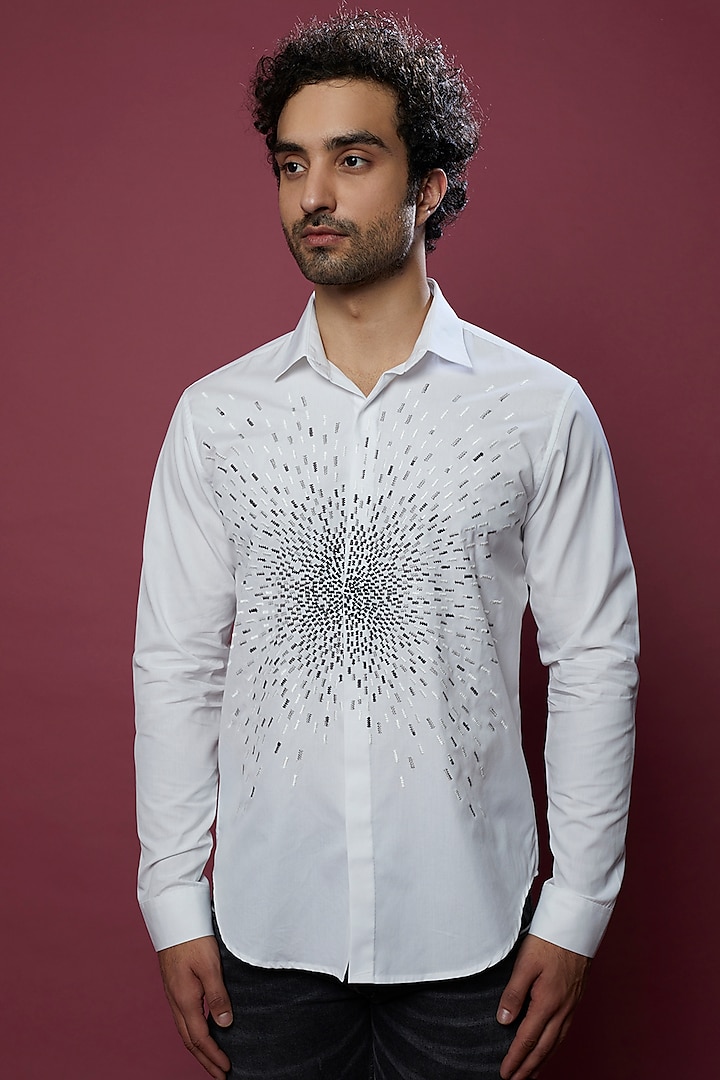 White Cotton/Linen Men Embroidered Shirts at Rs 599 in Delhi