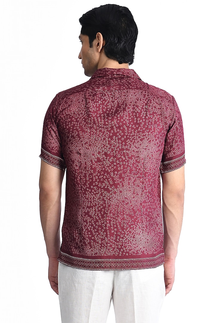 Maroon Viscose Digital Printed Wedding Shirt by Rohit Gandhi & Rahul Khanna Men at Pernia's Pop Up Shop