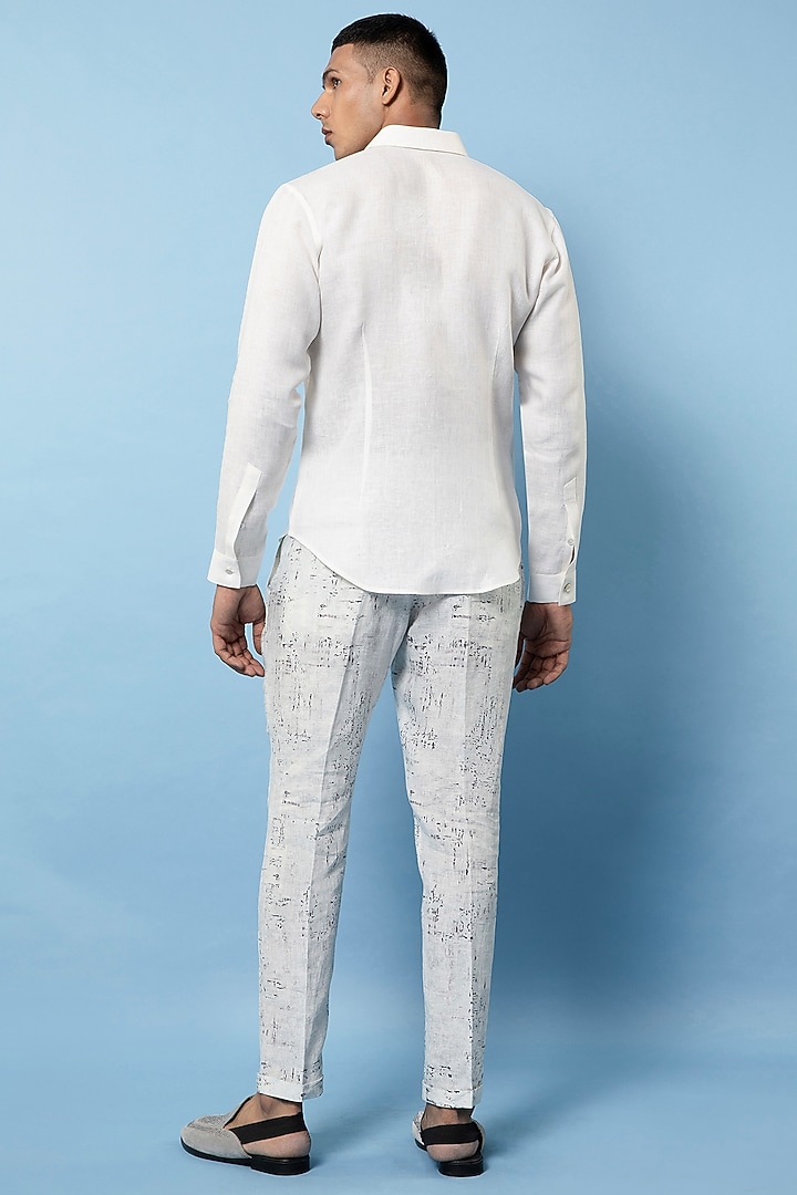 White Linen Wedding Shirt by Rohit Gandhi & Rahul Khanna Men at Pernia's Pop Up Shop