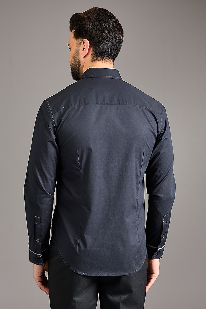 Black & White Cotton Printed Wedding Shirt by Rohit Gandhi & Rahul Khanna Men at Pernia's Pop Up Shop