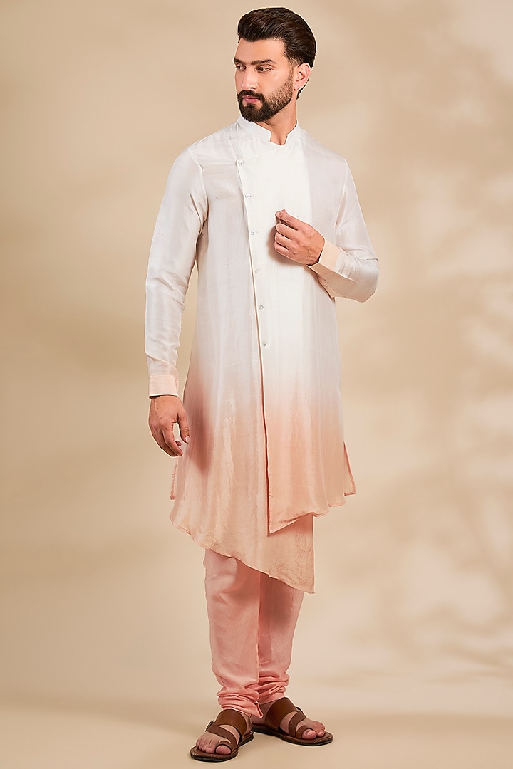 Cloud Pink Silk Kurta Set by Rohit Gandhi & Rahul Khanna Men at Pernia's Pop Up Shop