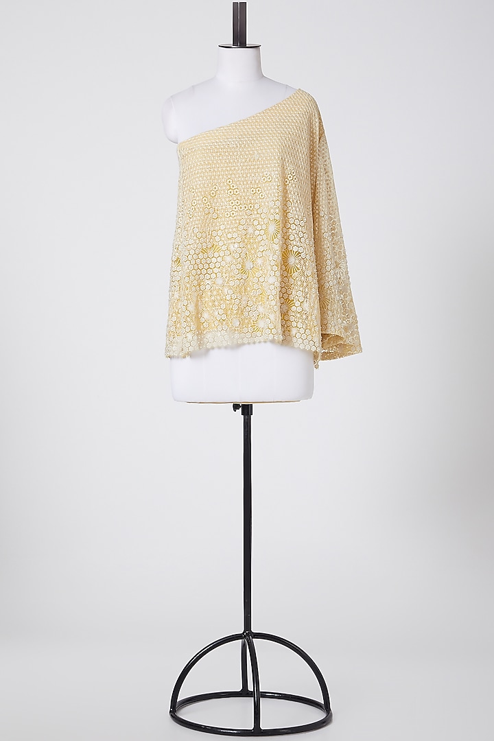 Yellow Embroidered One Shoulder Top by Rohit Gandhi & Rahul Khanna
