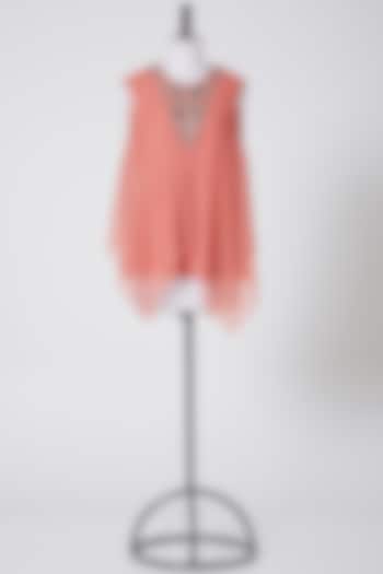 Coral Embroidered Top by Rohit Gandhi & Rahul Khanna