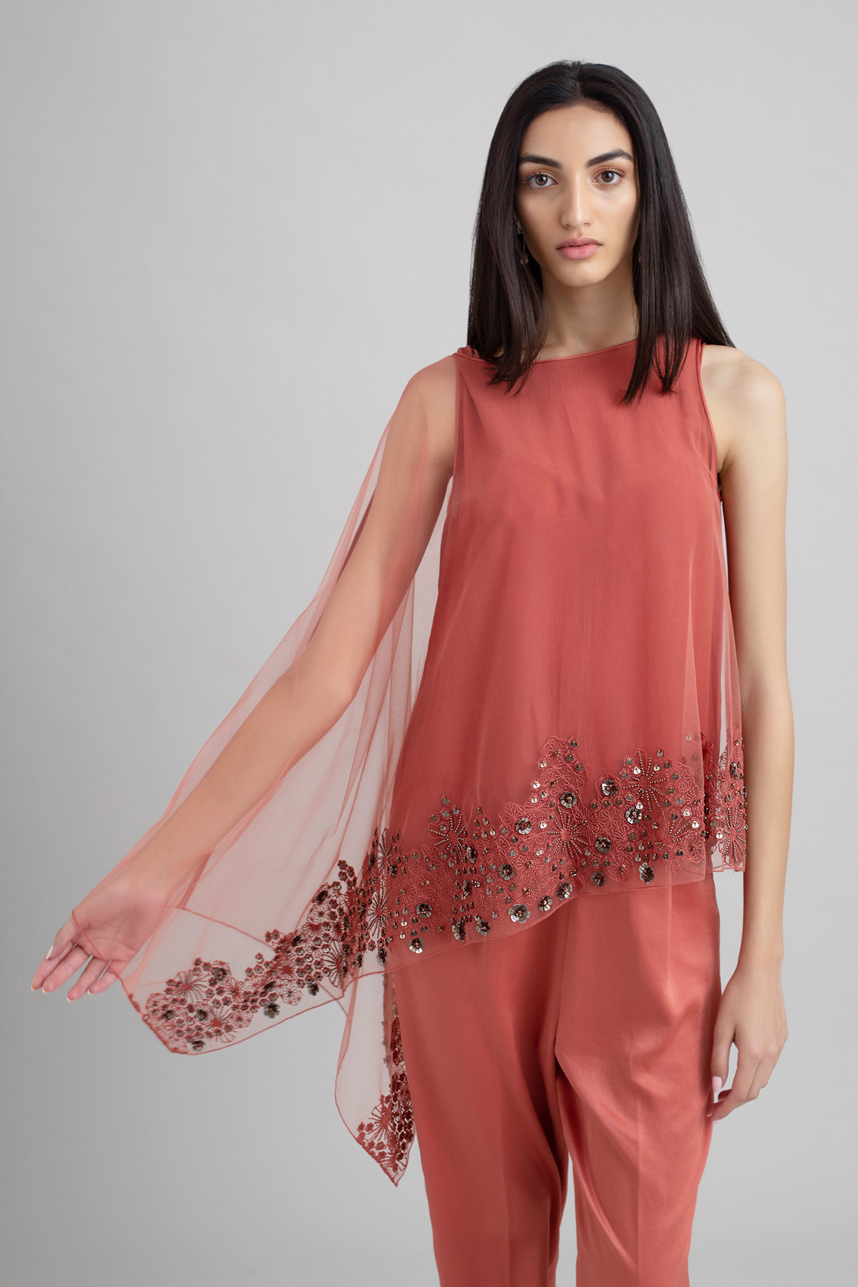 Terracotta Asymmetric Top by Rohit Gandhi & Rahul Khanna at Pernia's Pop Up Shop