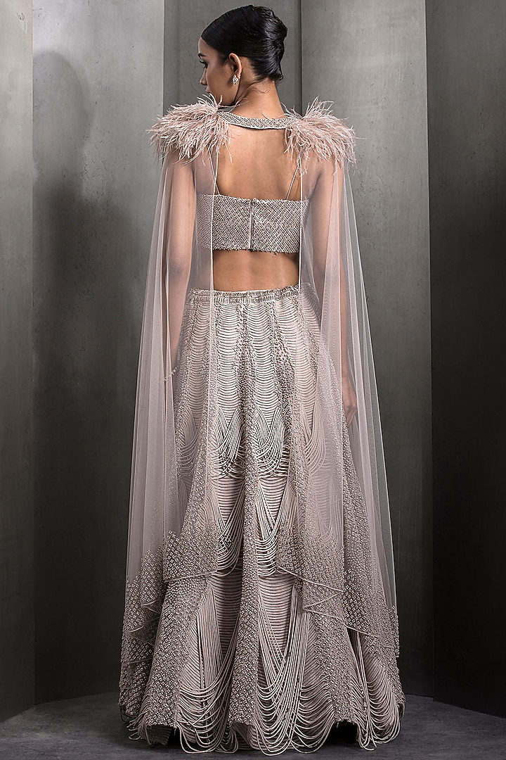 Hearthstone Colored Tulle Embellished Jacket Bridal Lehenga Set by Rohit Gandhi & Rahul Khanna at Pernia's Pop Up Shop