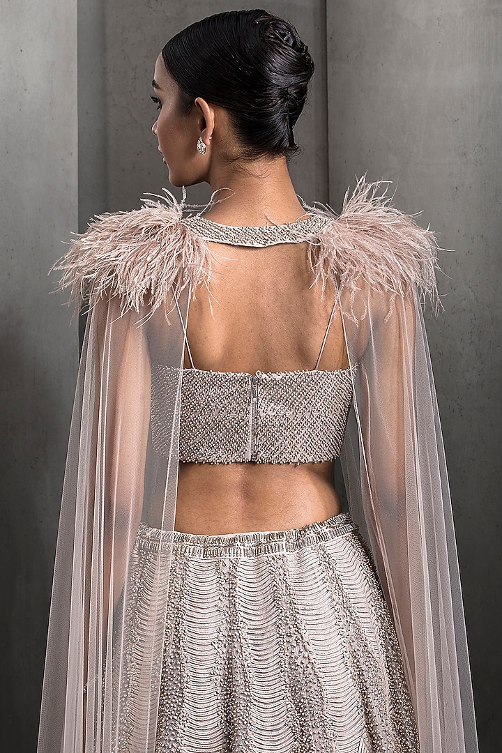 Hearthstone Colored Tulle Embellished Jacket Bridal Lehenga Set by Rohit Gandhi & Rahul Khanna at Pernia's Pop Up Shop