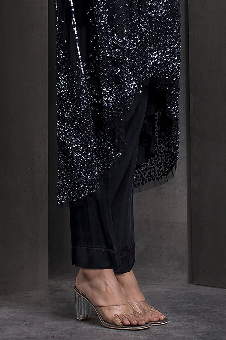 Blue Ombre Tulle Sequins & Bead Embellished Kurta Set by Rohit Gandhi & Rahul Khanna at Pernia's Pop Up Shop