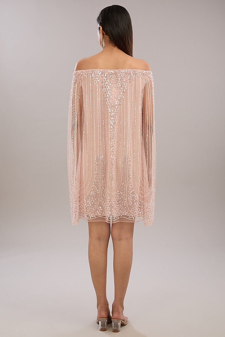 Light Pink Tulle Bead Embroidered Off-Shoulder Party Wear Dress by Rohit Gandhi & Rahul Khanna at Pernia's Pop Up Shop