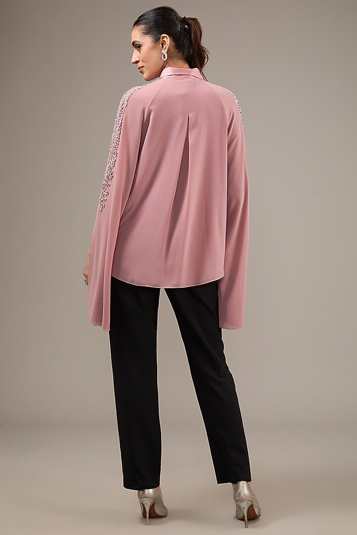 Pink Poly Georgette Sequins Embellished Top by Rohit Gandhi & Rahul Khanna at Pernia's Pop Up Shop