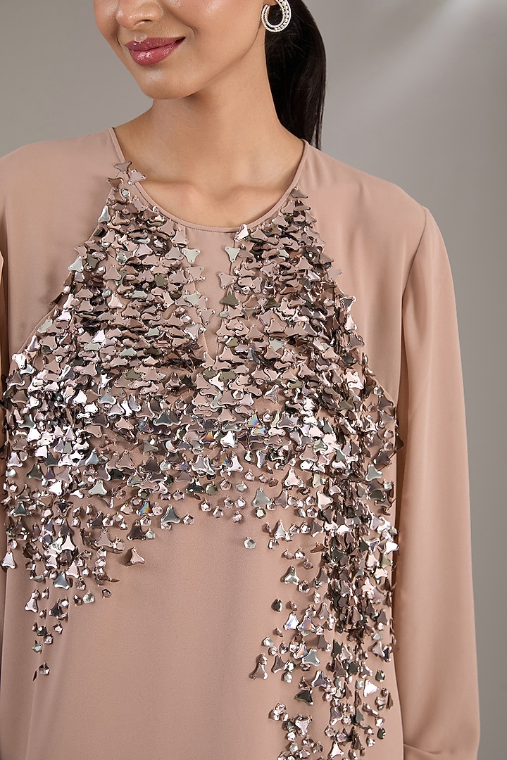 Gold Stone Georgette Sequins Embellished Top by Rohit Gandhi & Rahul Khanna at Pernia's Pop Up Shop