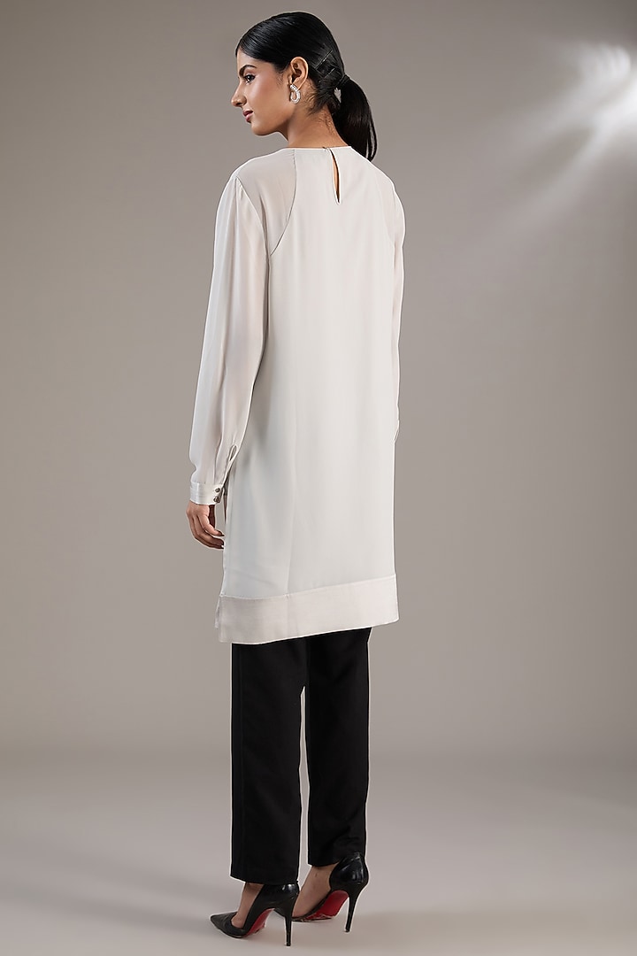 Silver-White Georgette Sequins Embellished Top by Rohit Gandhi & Rahul Khanna at Pernia's Pop Up Shop