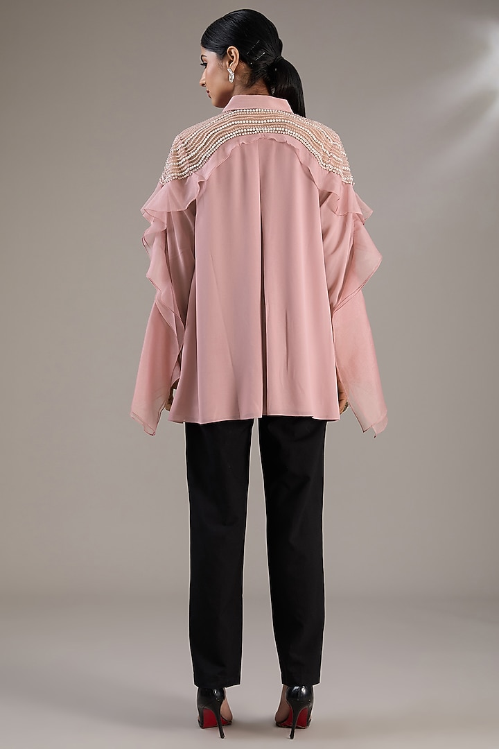 Pink Georgette Embellished Handcrafted Top by Rohit Gandhi & Rahul Khanna at Pernia's Pop Up Shop