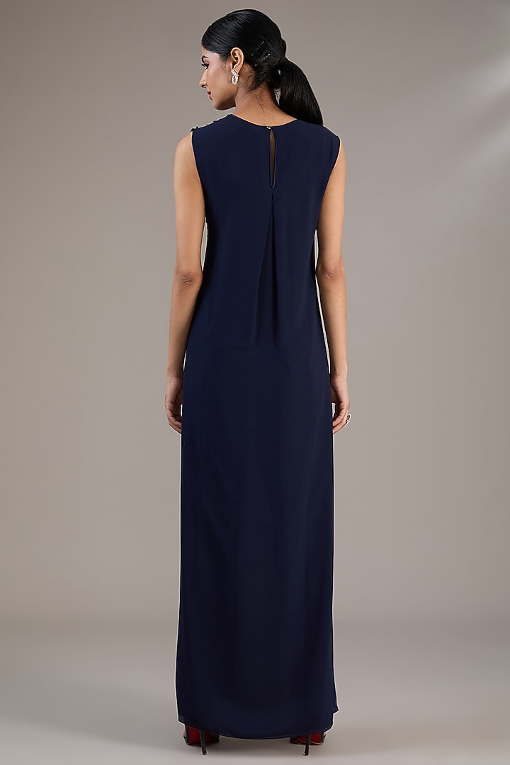Navy Blue Georgette Sequins Embellished Top by Rohit Gandhi & Rahul Khanna at Pernia's Pop Up Shop