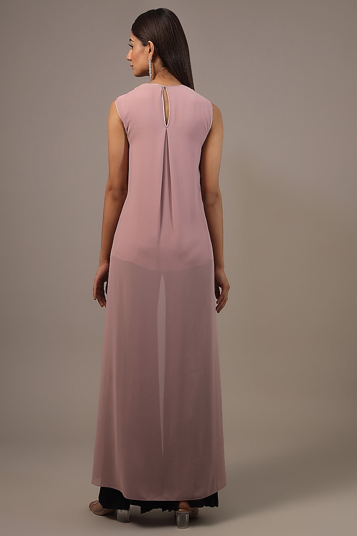 Pink Georgette Sequins Embellished Asymmetric Top by Rohit Gandhi & Rahul Khanna at Pernia's Pop Up Shop