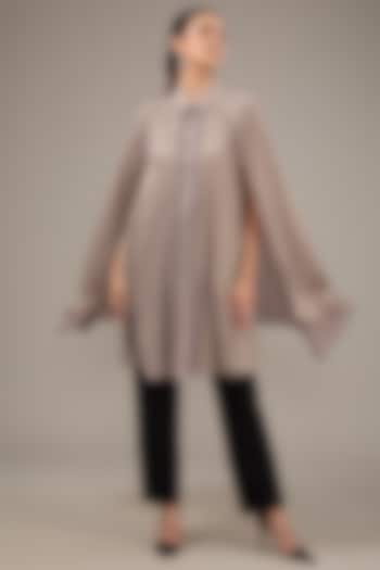 Shimmer Gold Foiled Crinkled Chiffon Cutwork Kaftan by Rohit Gandhi & Rahul Khanna at Pernia's Pop Up Shop